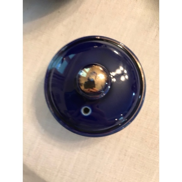 Vintage Hall Fireproof China Boston Shape Cobalt and Gold Teapot - Picture 8 of 11